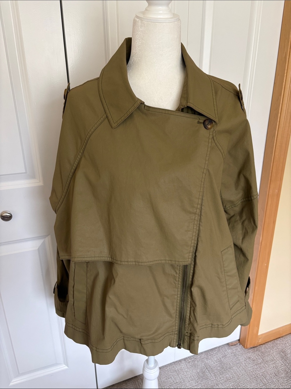 We The Free Olive Green Cropped Trench Jacket